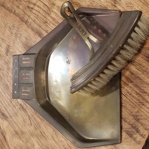 Vintage brass dust pan and broom